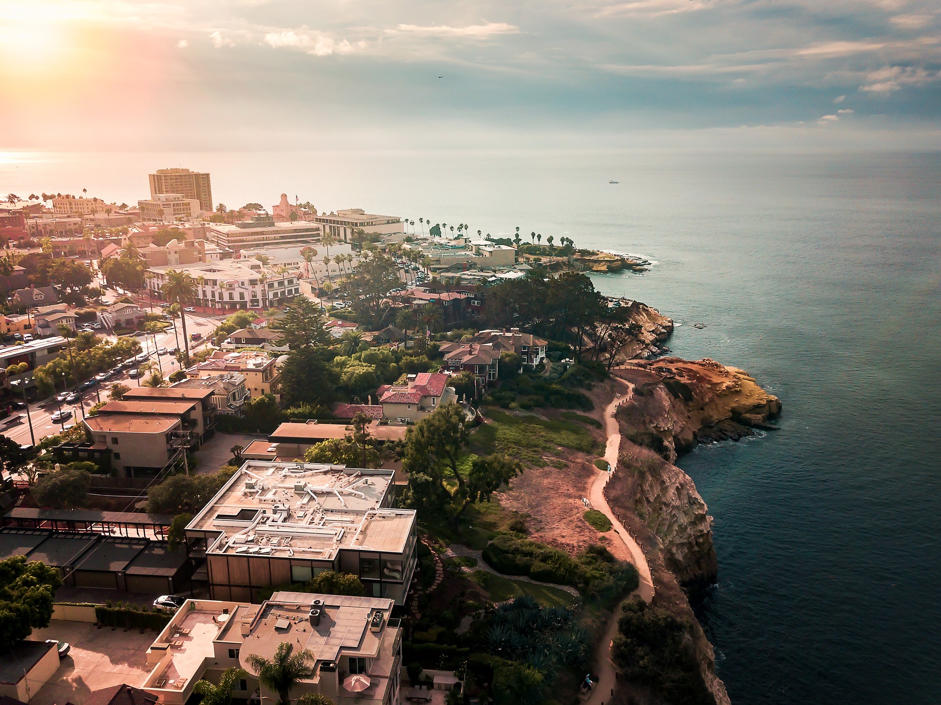 Aerial view of La Jolla coastline in San Diego